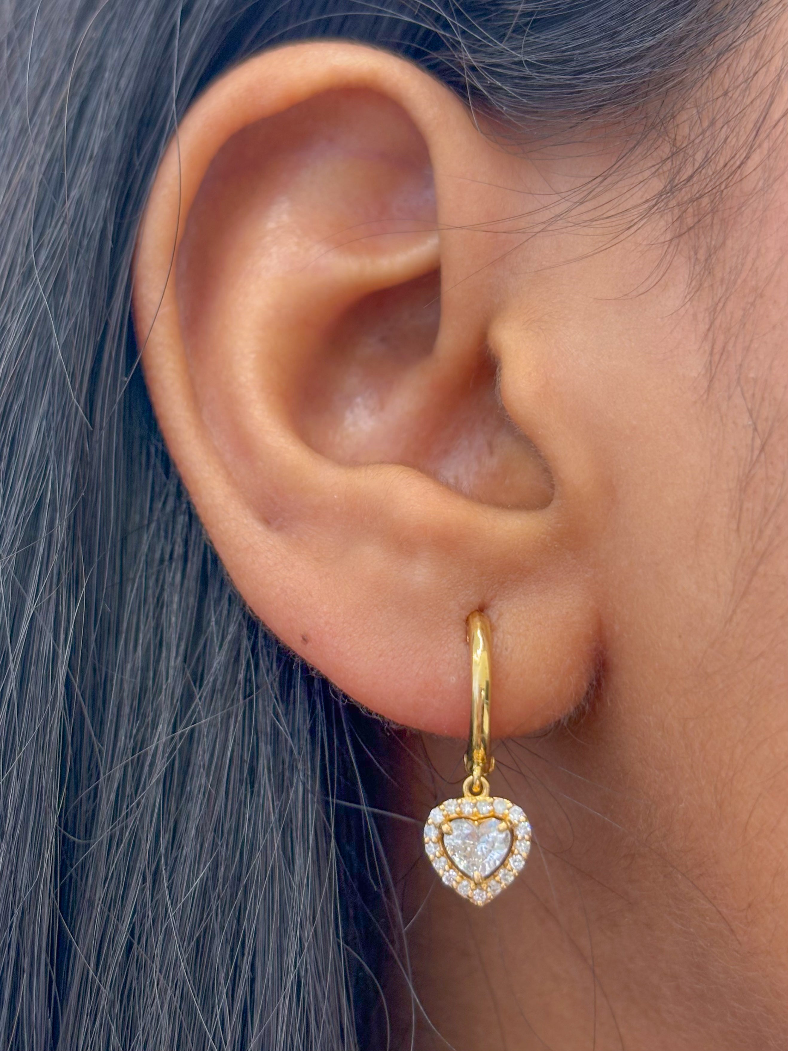 JPERG-430/2345 Diamond Heart Hoops  Earring | 18K