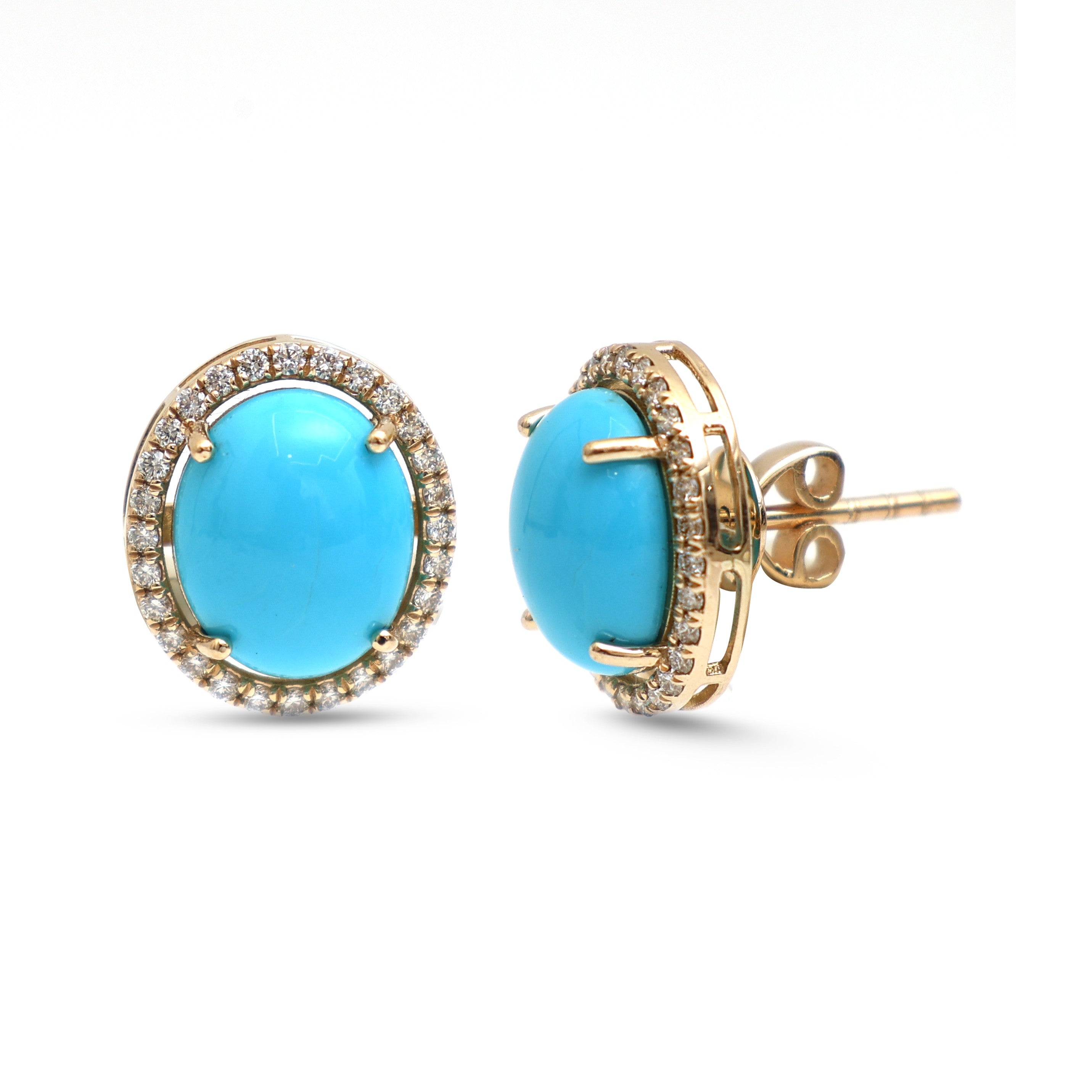 JPERG-4305/11957 Diamond Turquoise Earring | 14K