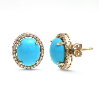 JPERG-4305/11957 Diamond Turquoise Earring | 14K