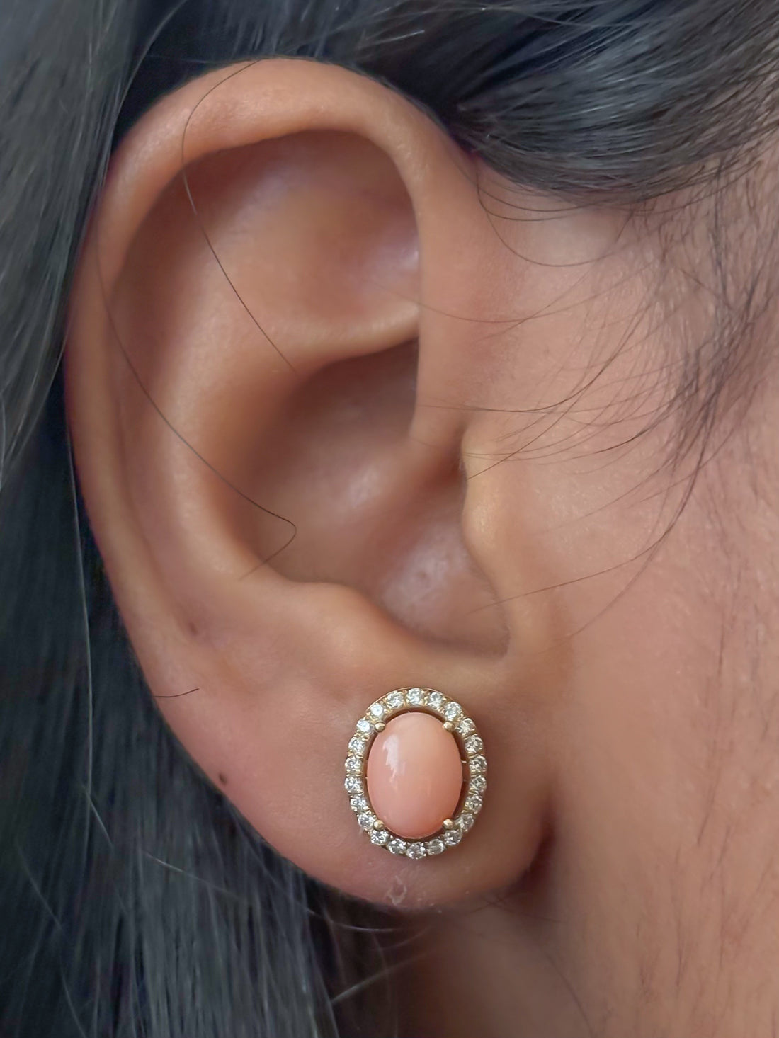 JPERG-4307/11960 Diamond Coral Earring | 14K