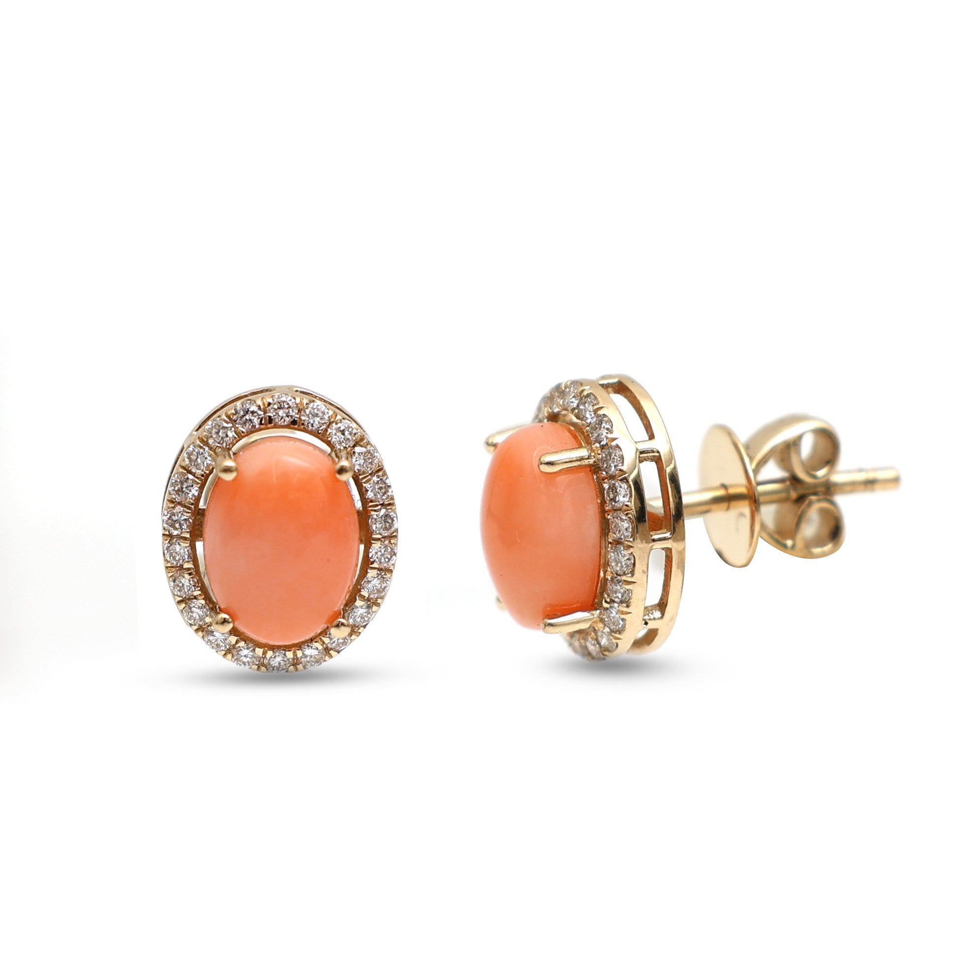 JPERG-4307/11960 Diamond Coral Earring | 14K