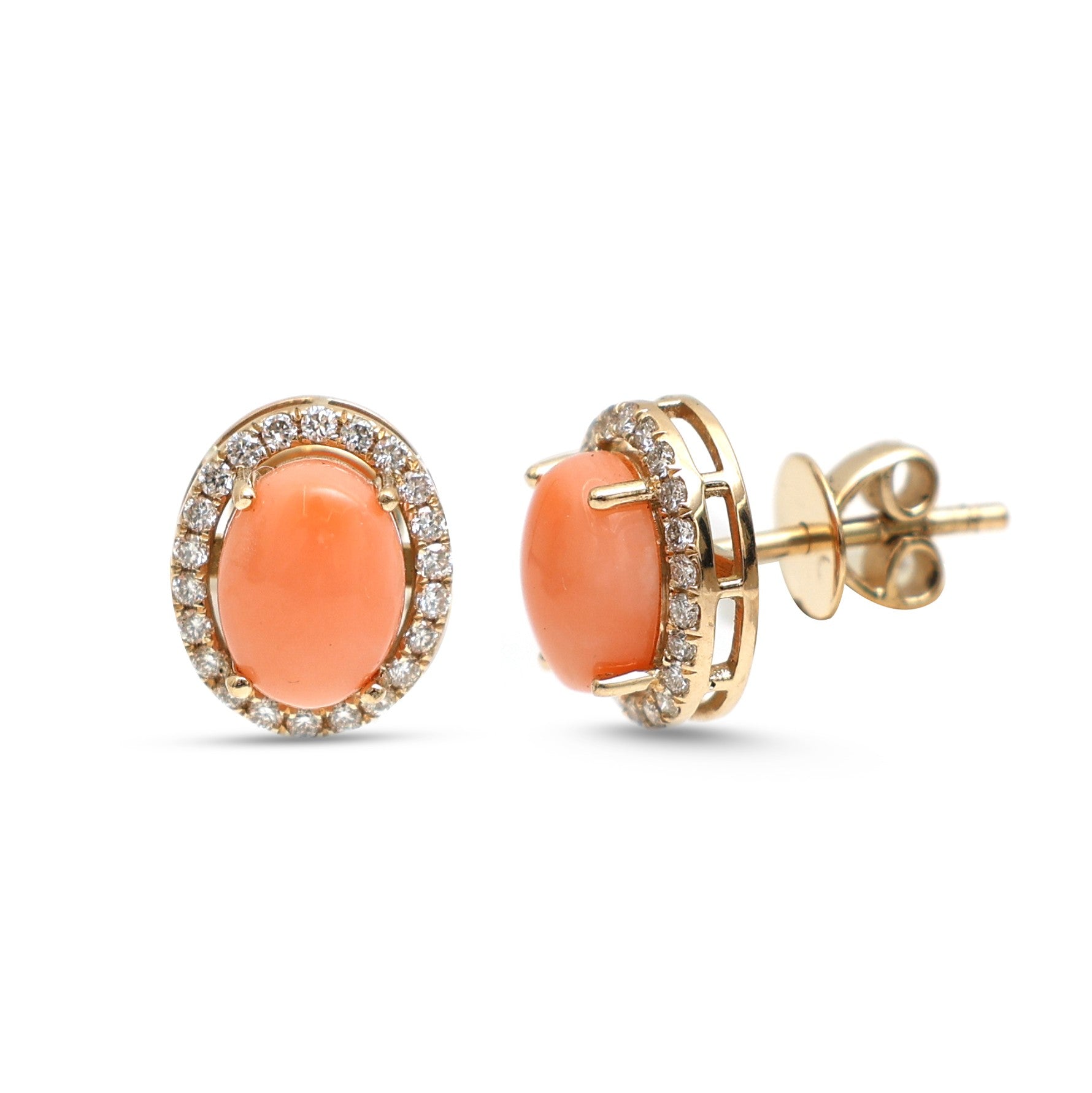 JPERG-4308/11961 Diamond Coral Earring | 14K