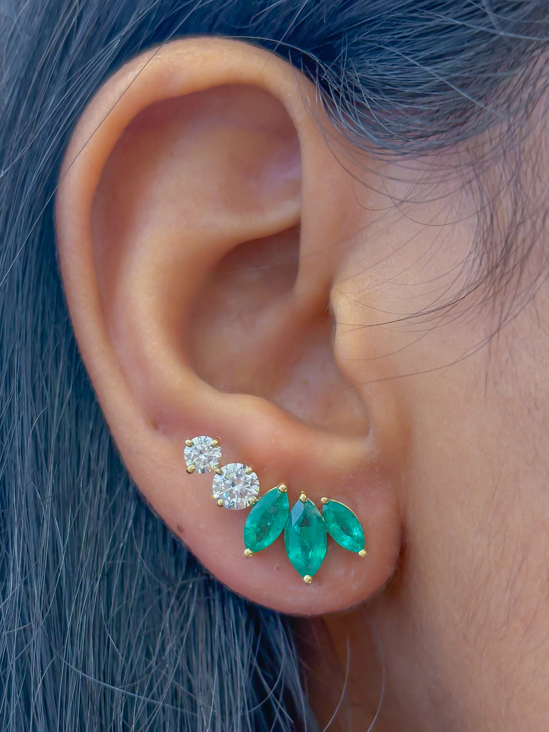 JPERG-4316/11987 Diamond Emerald Earring | 18K