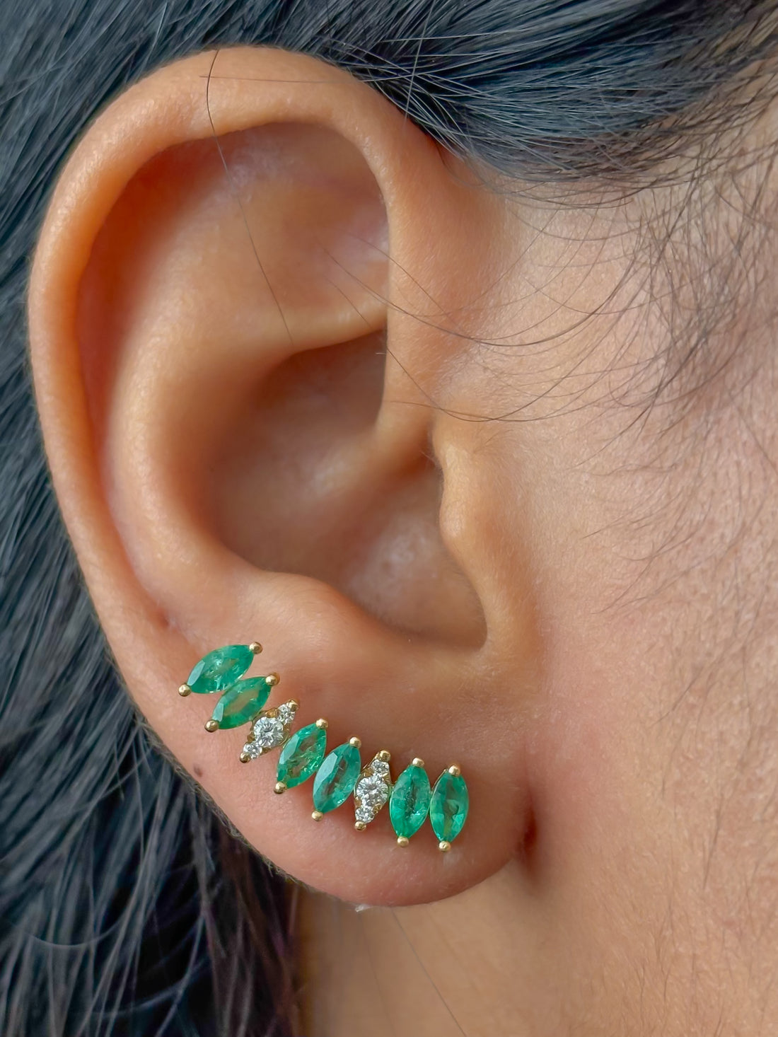 JPERG-4318/12004 Emerald Diamond Earring | 18K