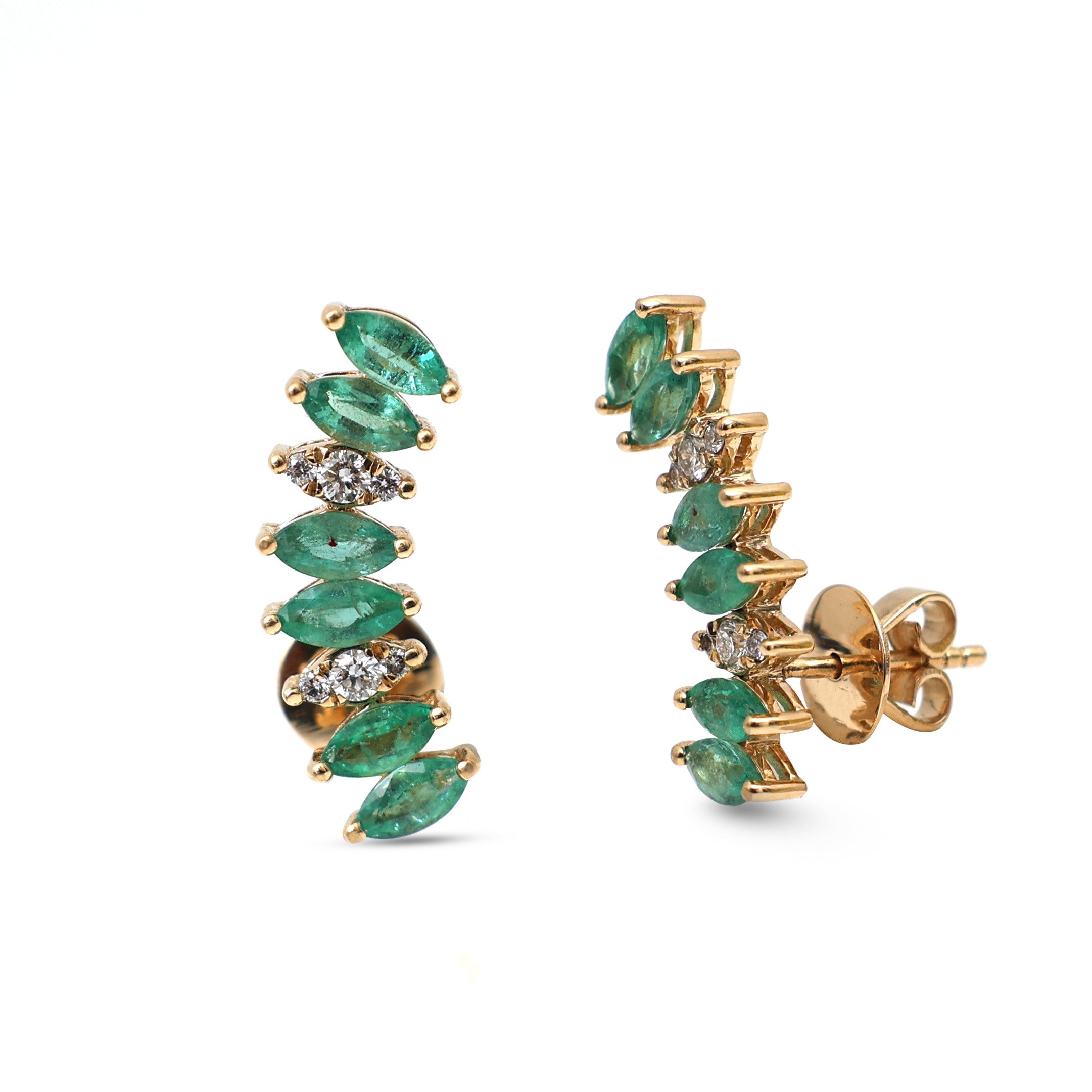 JPERG-4318/12004 Emerald Diamond Earring | 18K