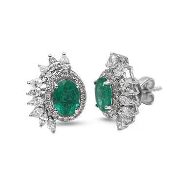 JPERG-4321/12007 Emerald Diamond Earring | 18K