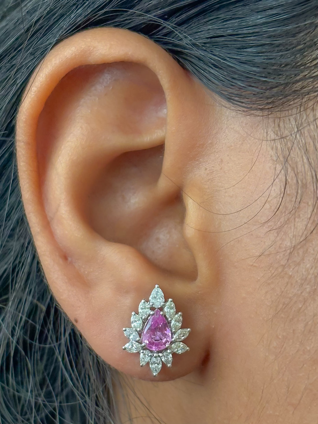 JPERG-4322/12008 Pink Sapphire Diamond Earring | 18K