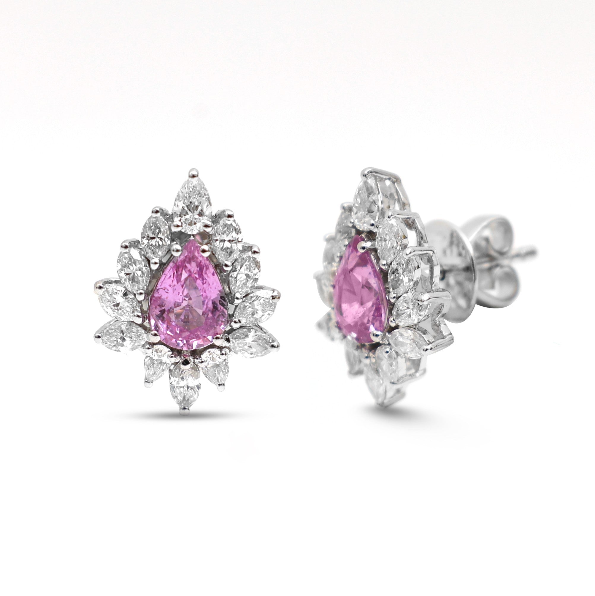 JPERG-4322/12008 Pink Sapphire Diamond Earring | 18K