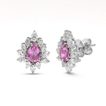 JPERG-4322/12008 Pink Sapphire Diamond Earring | 18K