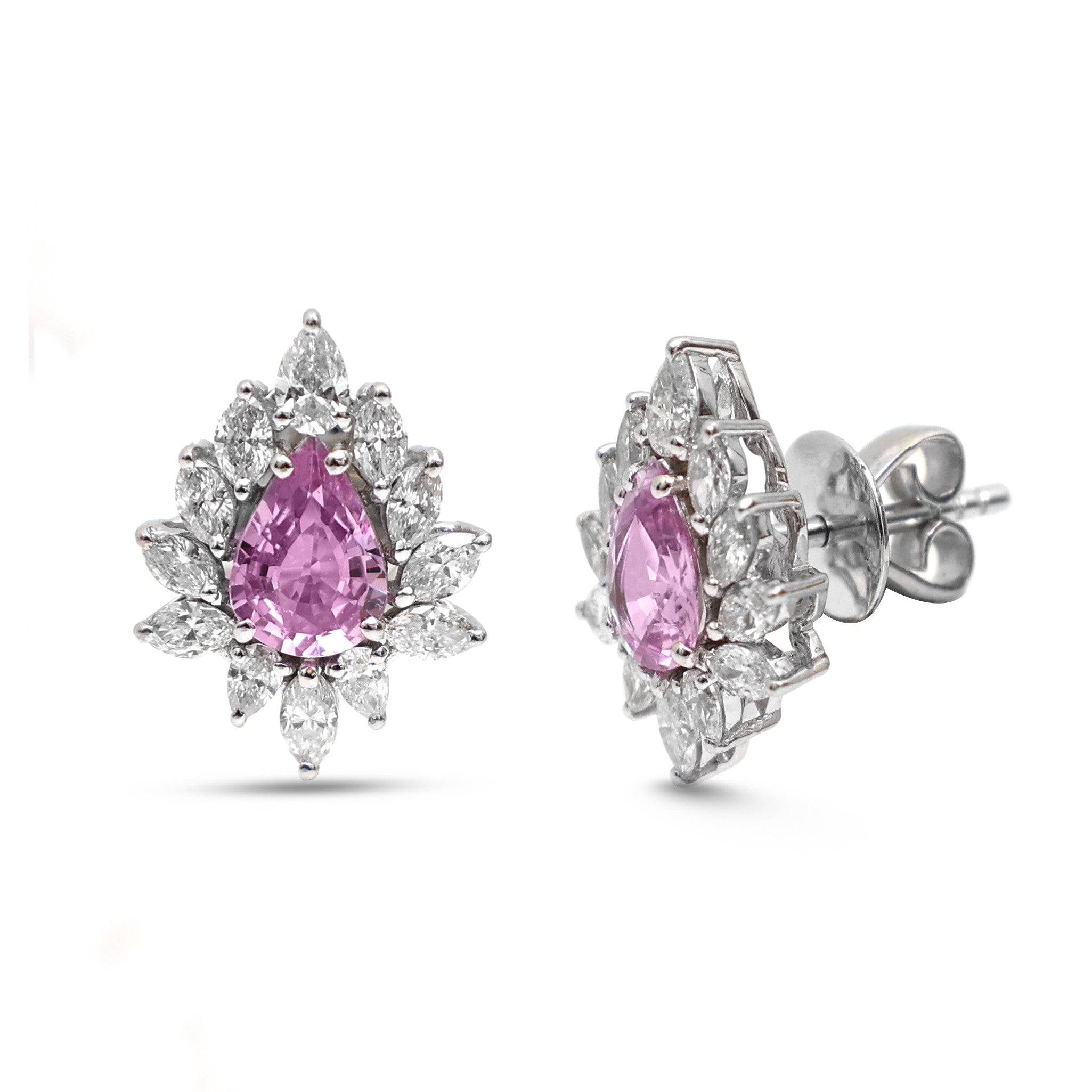 JPERG-4323/12009 Pink Sapphire Diamond Earring | 18K