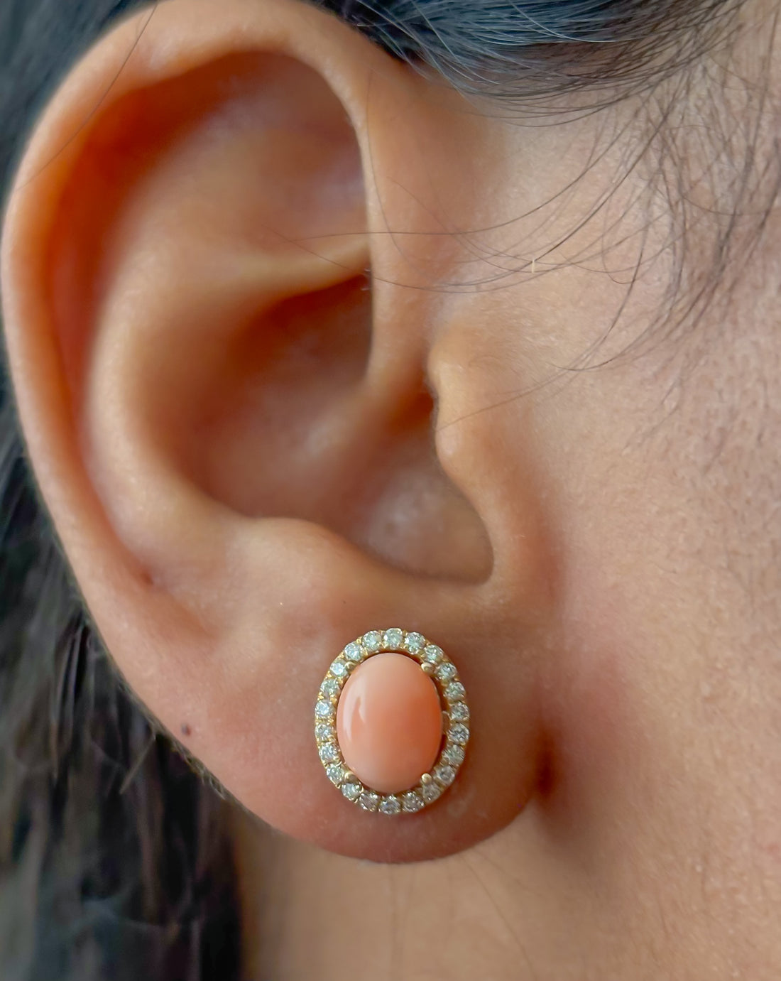 JPERG-4324/12013 Diamond Coral Earring | 14K