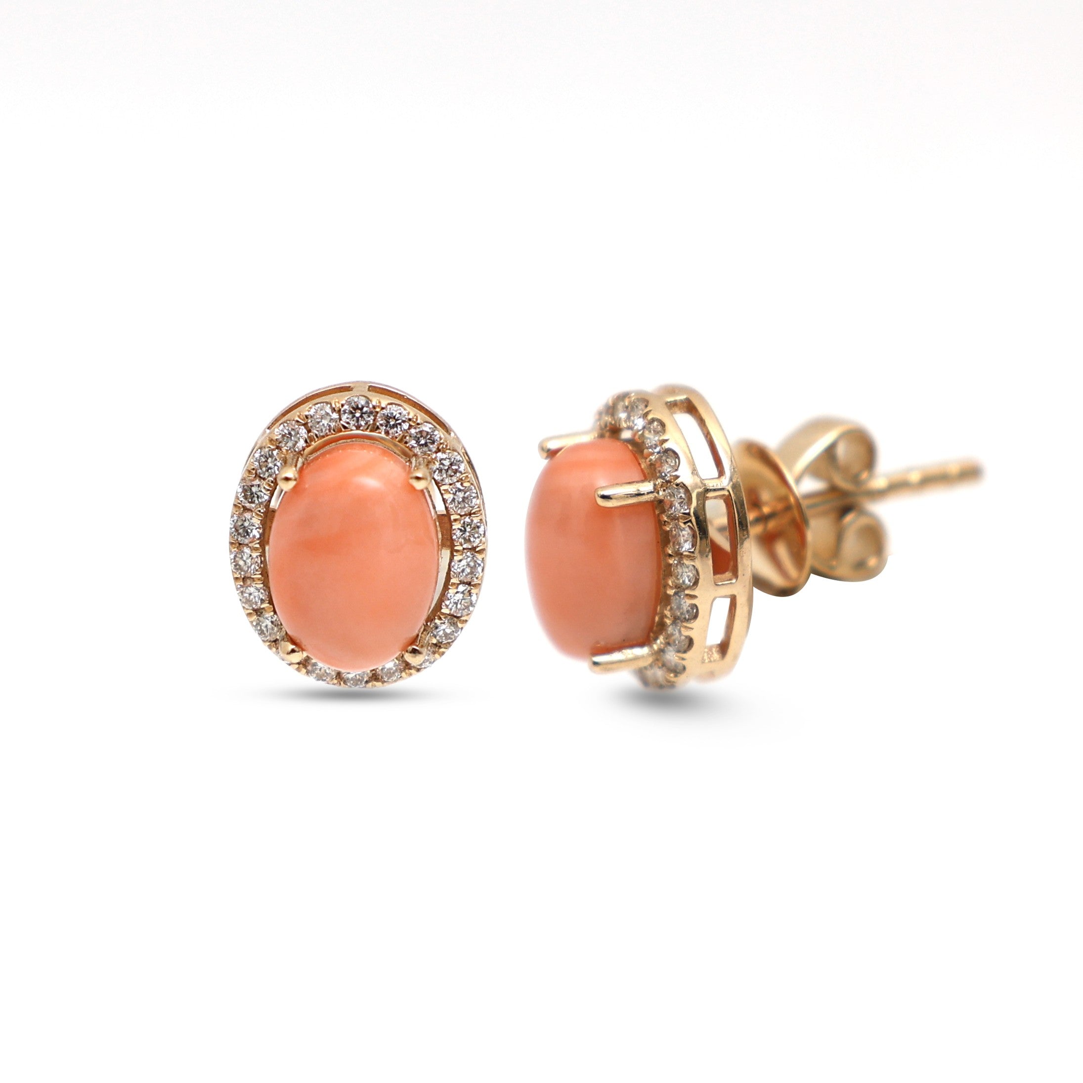 JPERG-4324/12013 Diamond Coral Earring | 14K