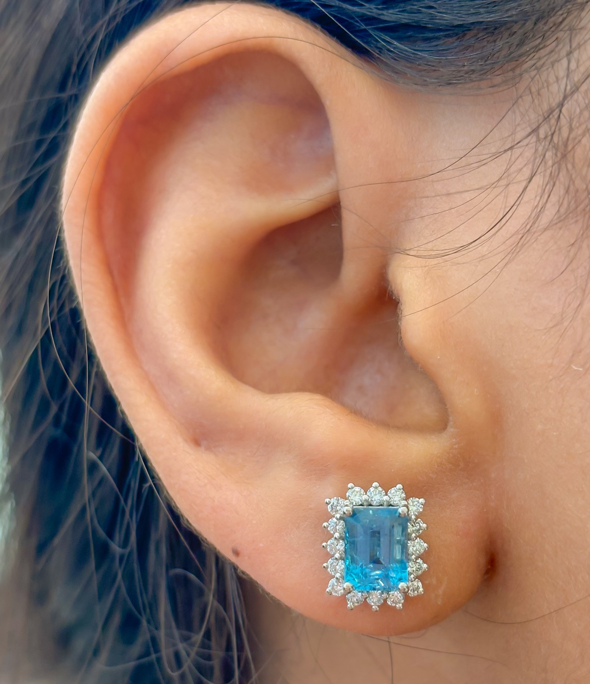 JPERG-4327/12023 Aquamarine Diamond Earring | 14K