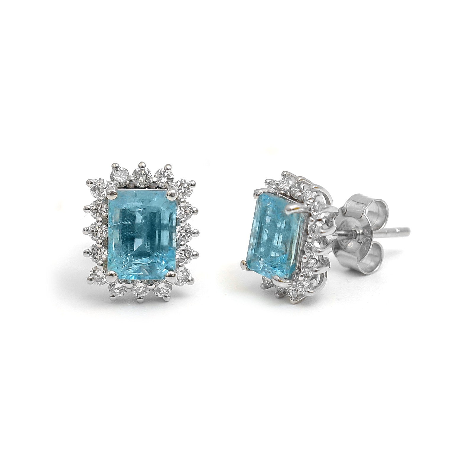 JPERG-4327/12023 Aquamarine Diamond Earring | 14K