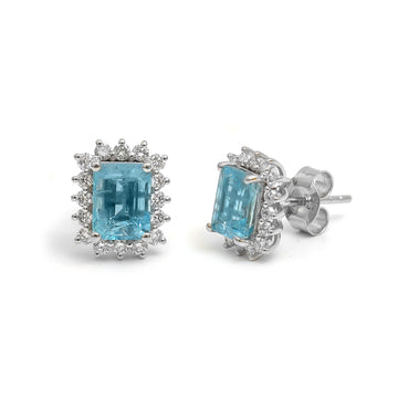JPERG-4327/12023 Aquamarine Diamond Earring | 14K