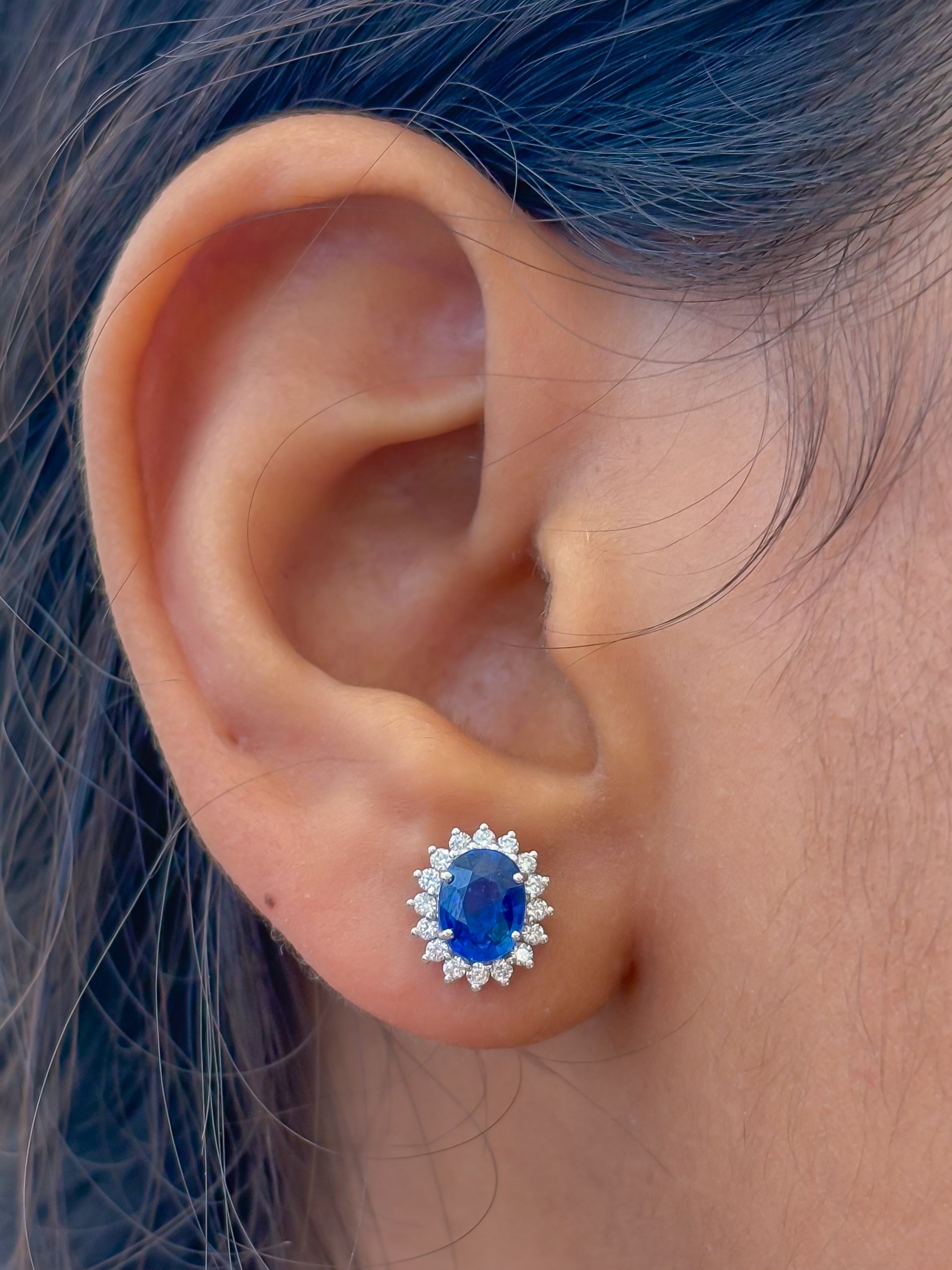 JPERG-4328/12024 Blue Sapphire Diamond Earring | 14K