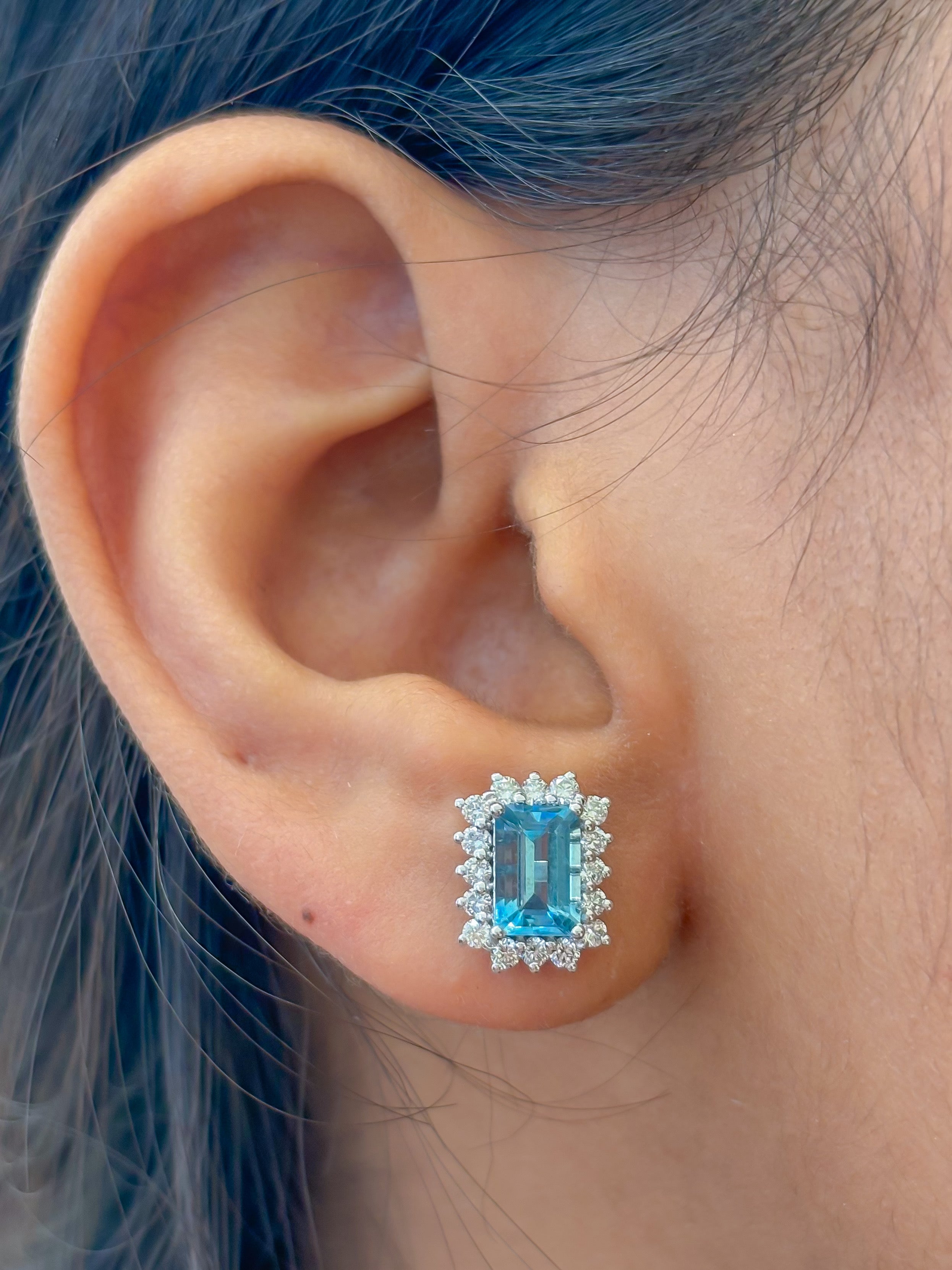 JPERG-4329/12025 Aquamarine Diamond Earring | 14K