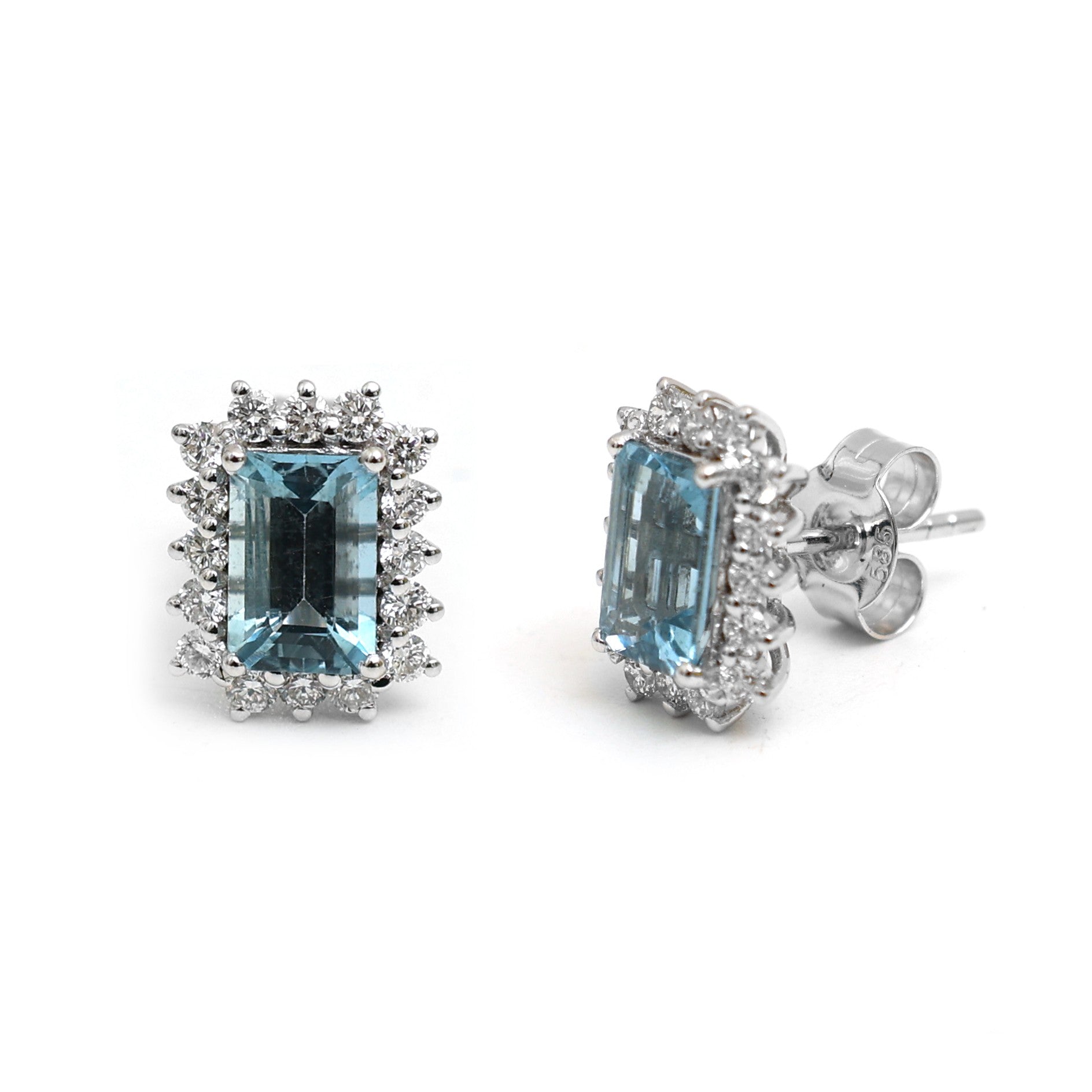 JPERG-4329/12025 Aquamarine Diamond Earring | 14K