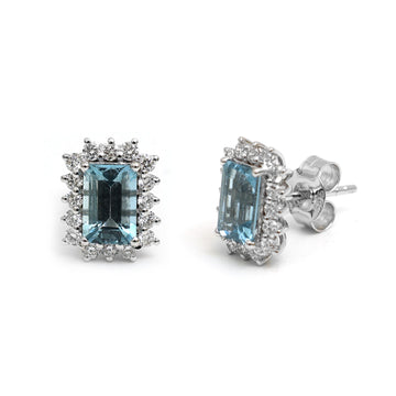 JPERG-4329/12025 Aquamarine Diamond Earring | 14K