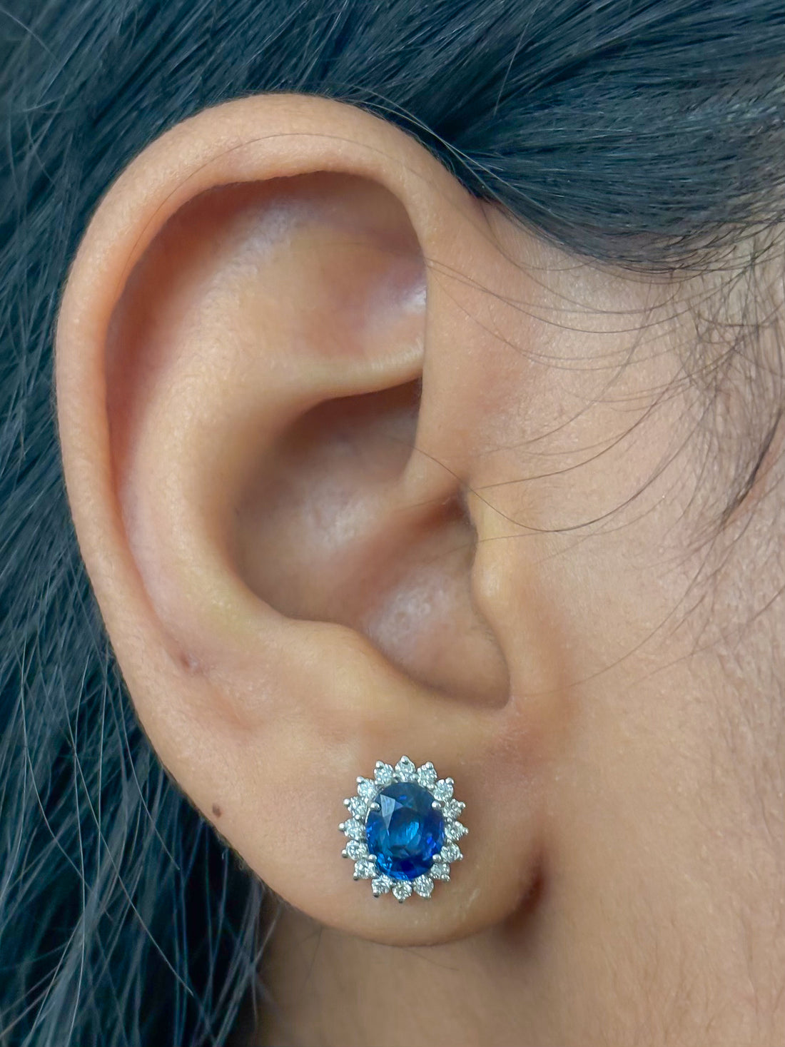 JPERG-4331/12027 Blue Sapphire Diamond Earring | 14K