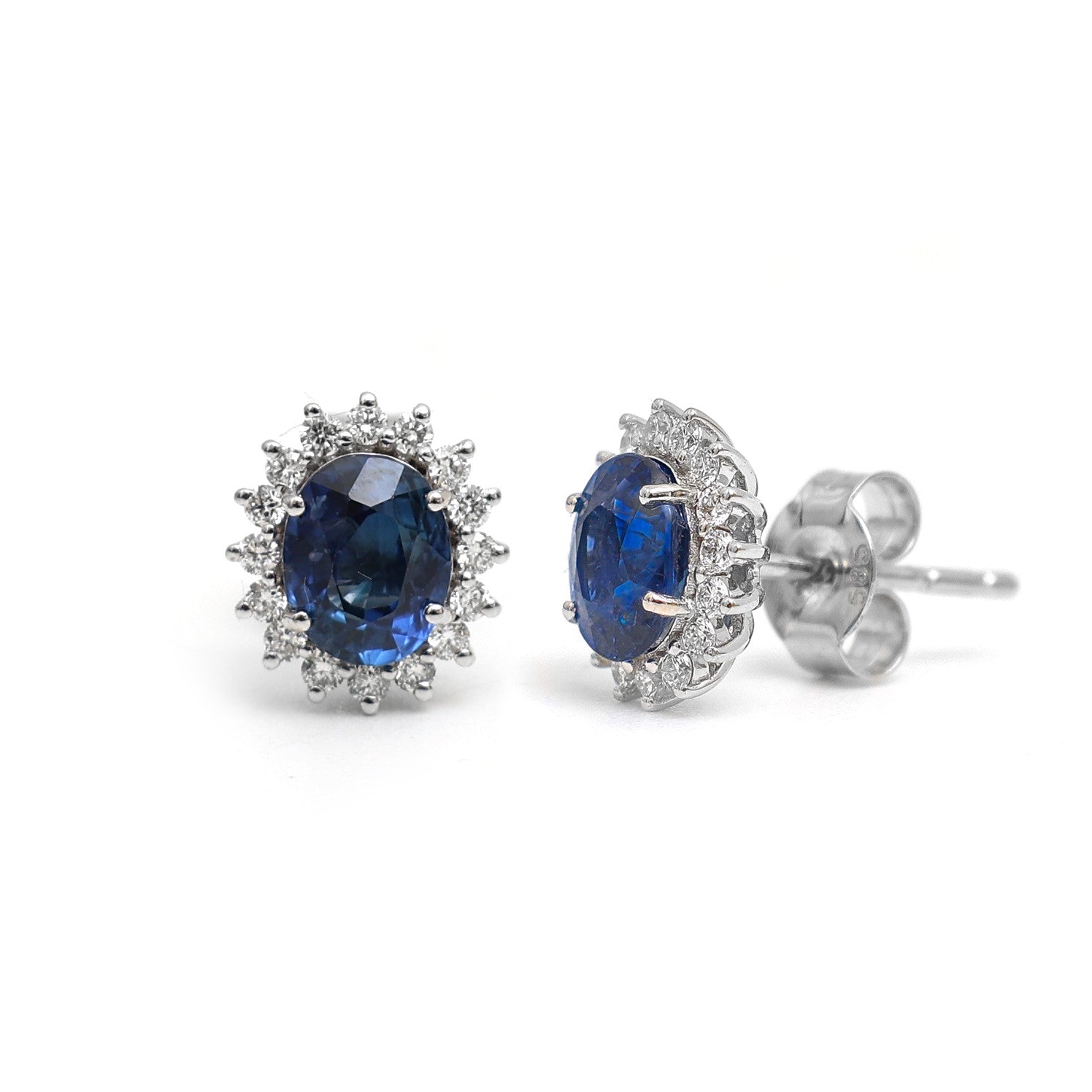 JPERG-4331/12027 Blue Sapphire Diamond Earring | 14K