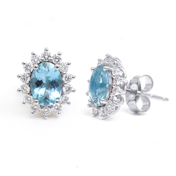JPERG-4333/12029 Aquamarine Diamond Earring | 14K