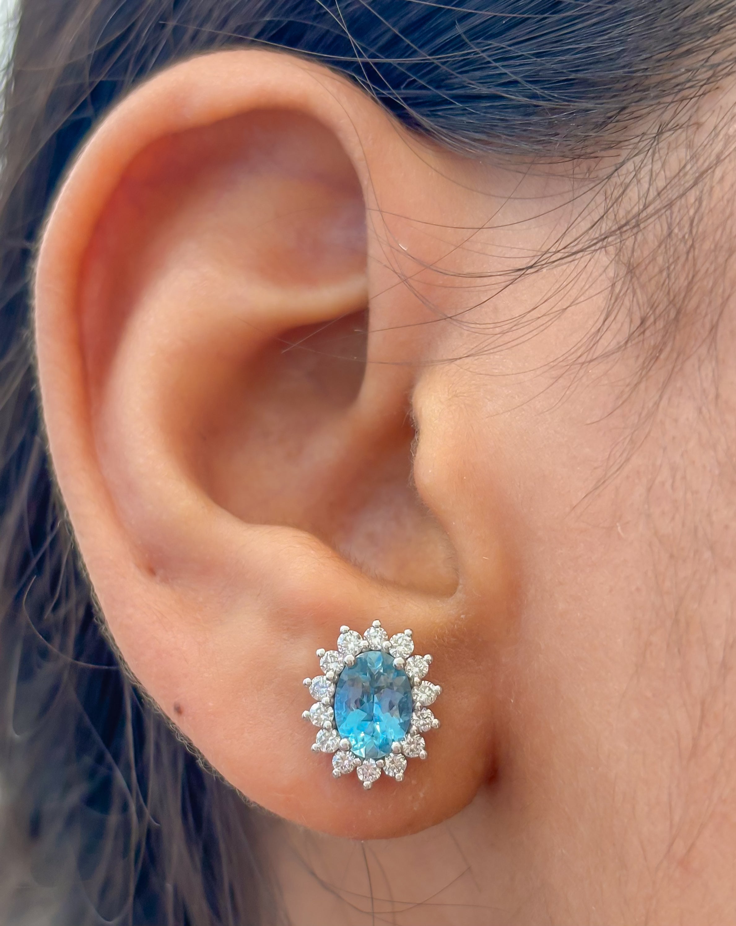 JPERG-4334/12030 Aquamarine Diamond Earring | 14K