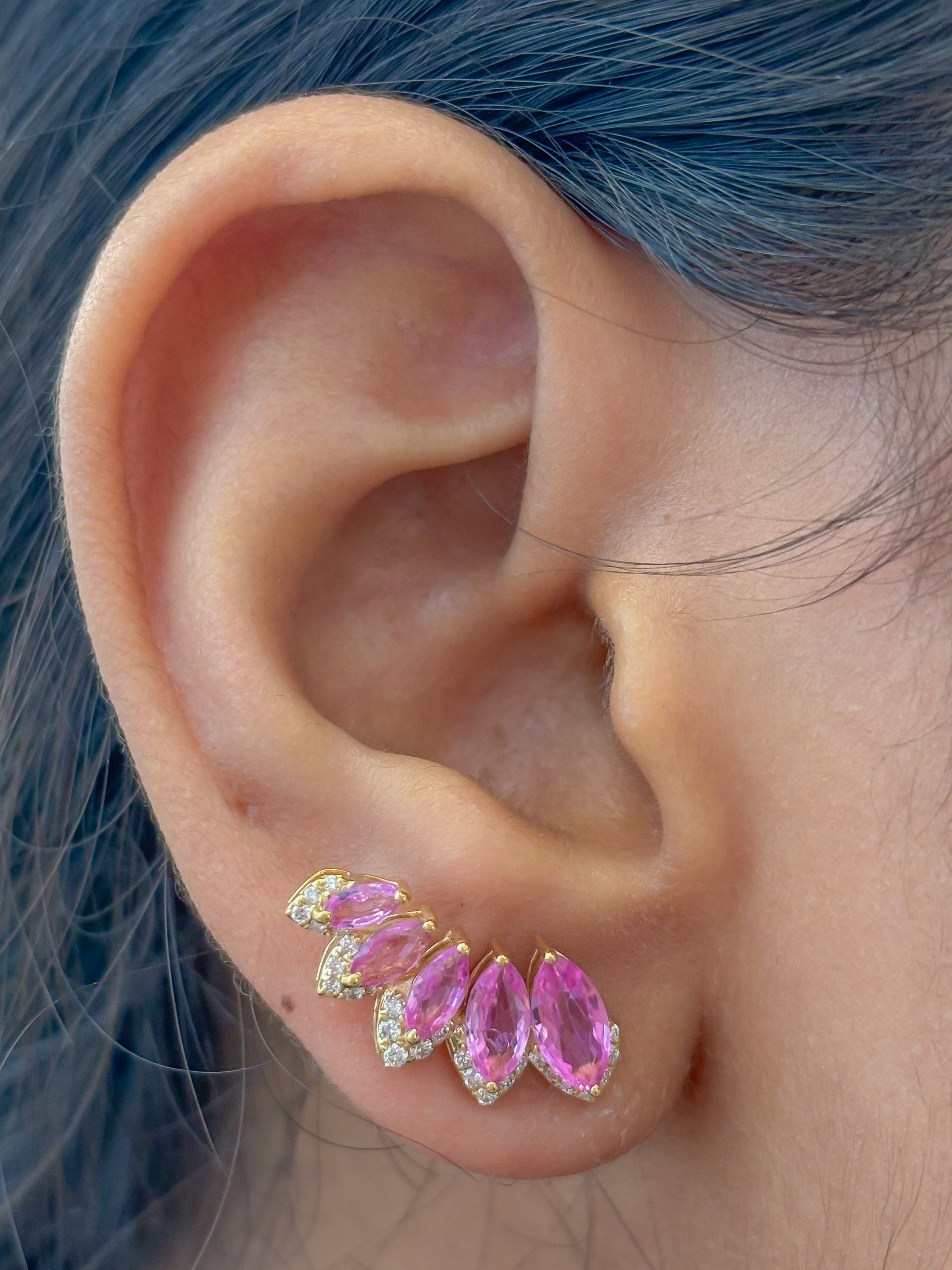 JPERG-4339/12057 Pink Sapphire Diamond Earring | 18K