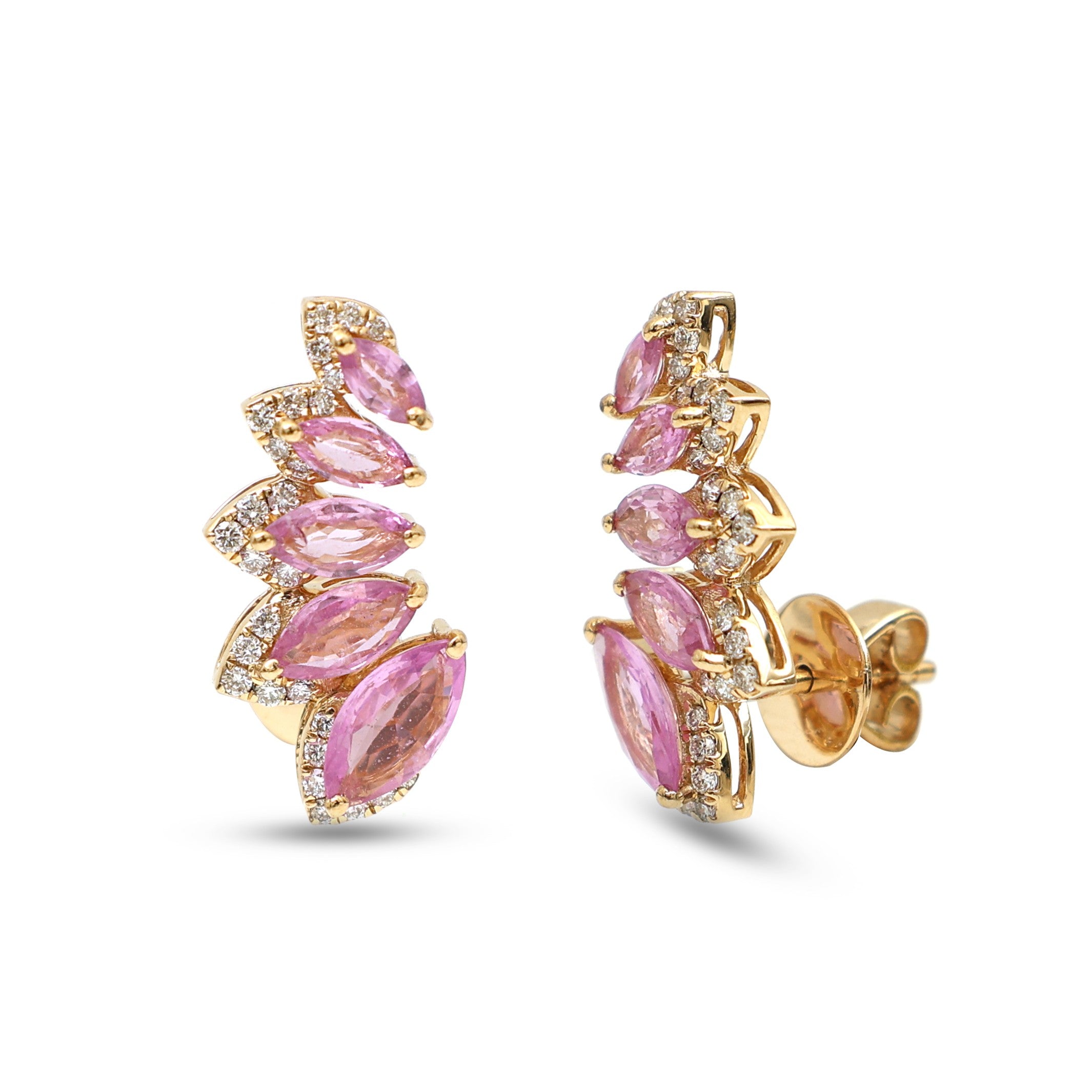 JPERG-4339/12057 Pink Sapphire Diamond Earring | 18K