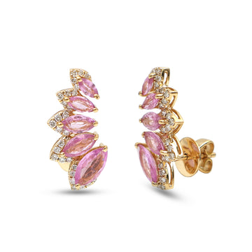 JPERG-4339/12057 Pink Sapphire Diamond Earring | 18K
