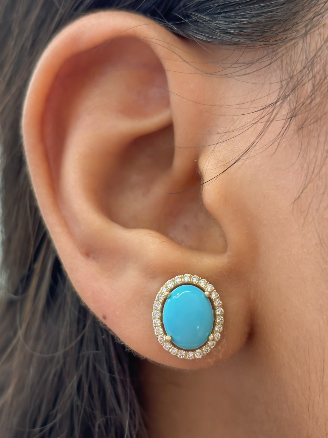 JPERG-4341/12063 Diamond Turquoise Earring | 14K