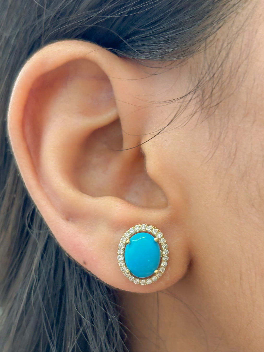 JPERG-4342/12064 Diamond Turquoise Earring | 14K