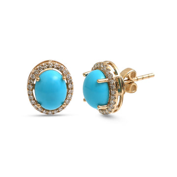 JPERG-4342/12064 Diamond Turquoise Earring | 14K