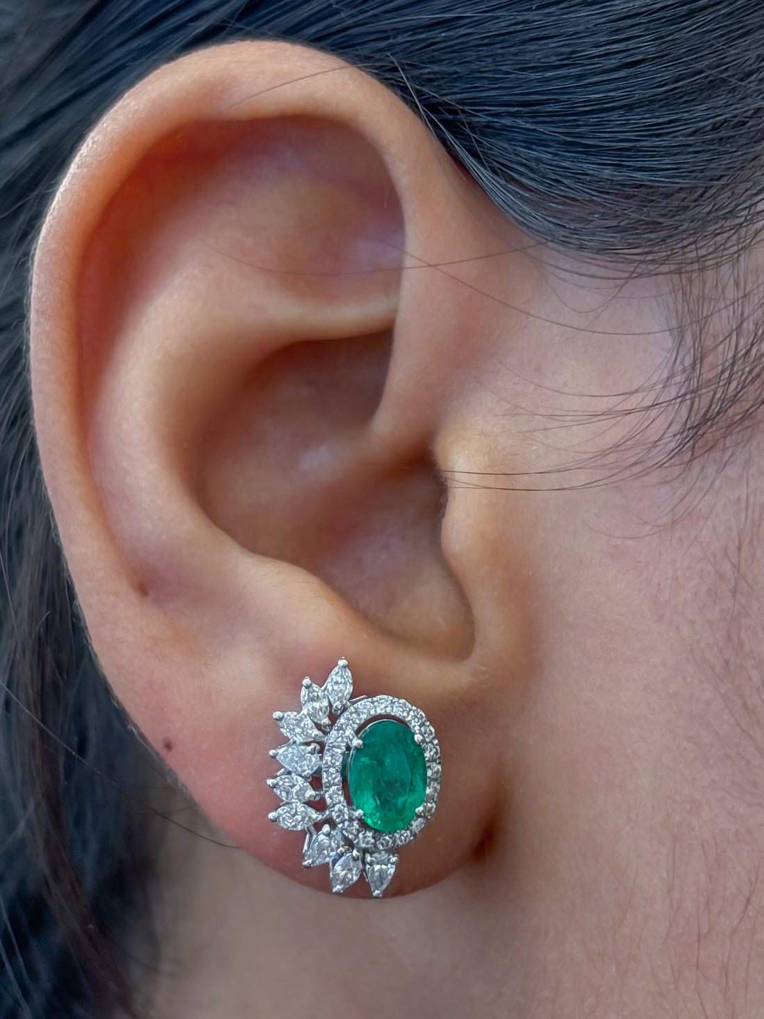 JPERG-4349/12105 Emerald Diamond Earring | 18K
