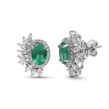 JPERG-4349/12105 Emerald Diamond Earring | 18K