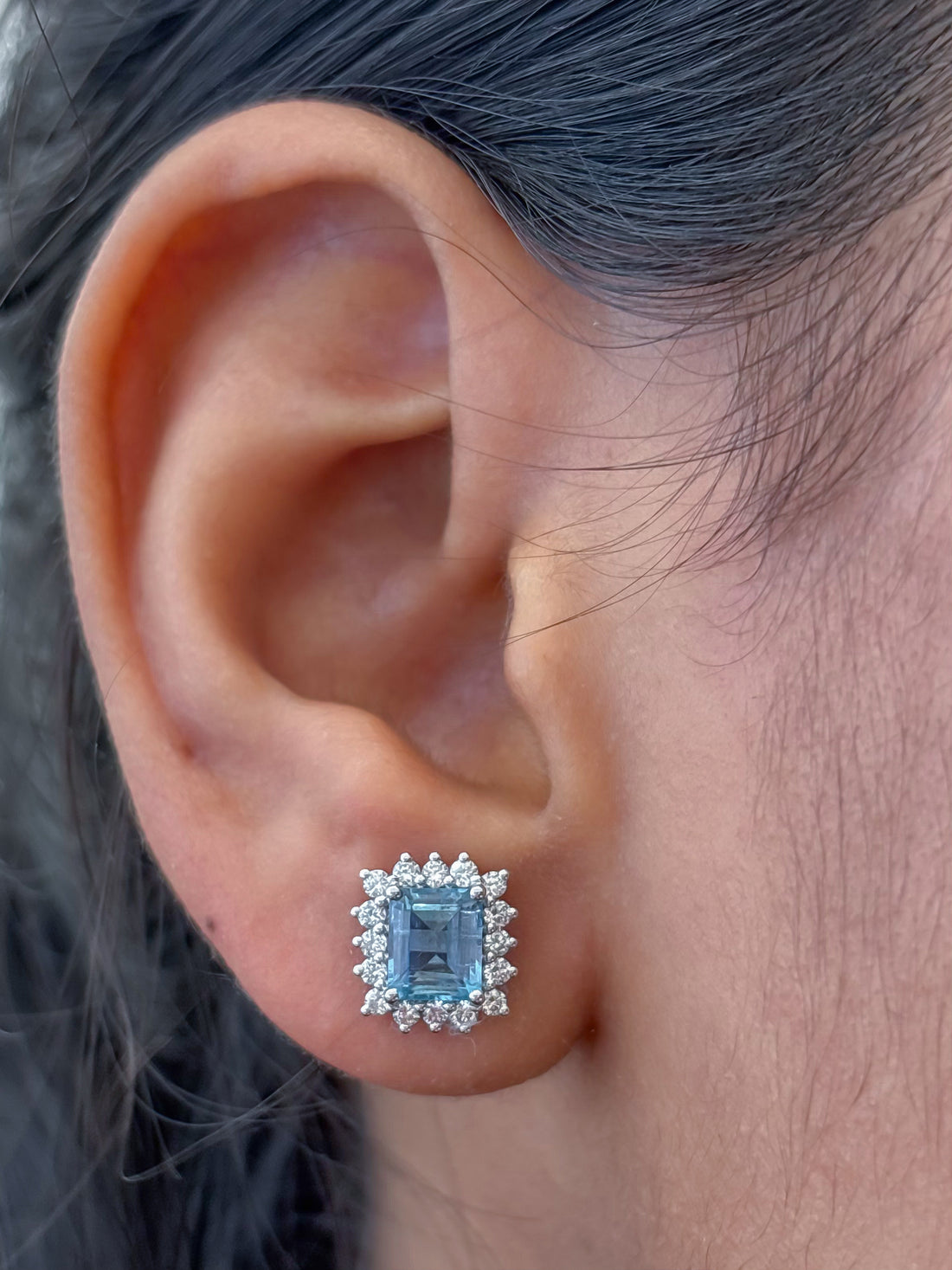 JPERG-4352/12119 Aquamarine Diamond Earring | 14K