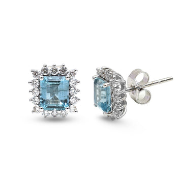 JPERG-4352/12119 Aquamarine Diamond Earring | 14K