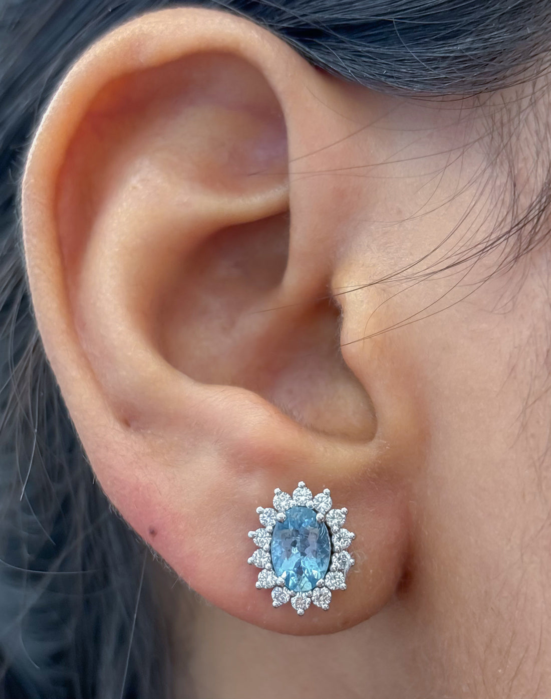 JPERG-4353/12120 Aquamarine Diamond Earring | 14K