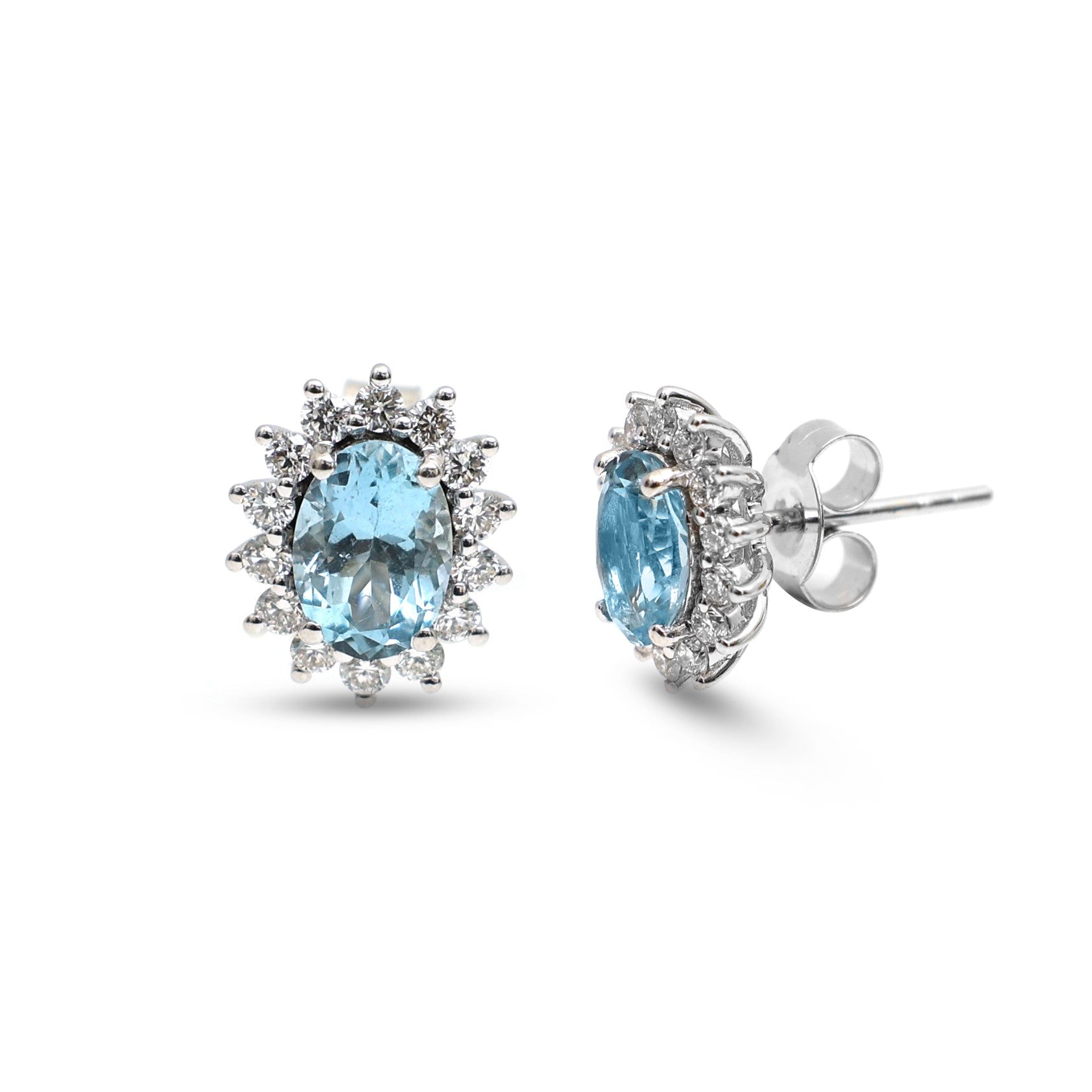 JPERG-4354/12121 Aquamarine Diamond Earring | 14K