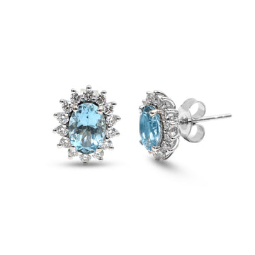 JPERG-4355/12123 Aquamarine Diamond Earring | 14K