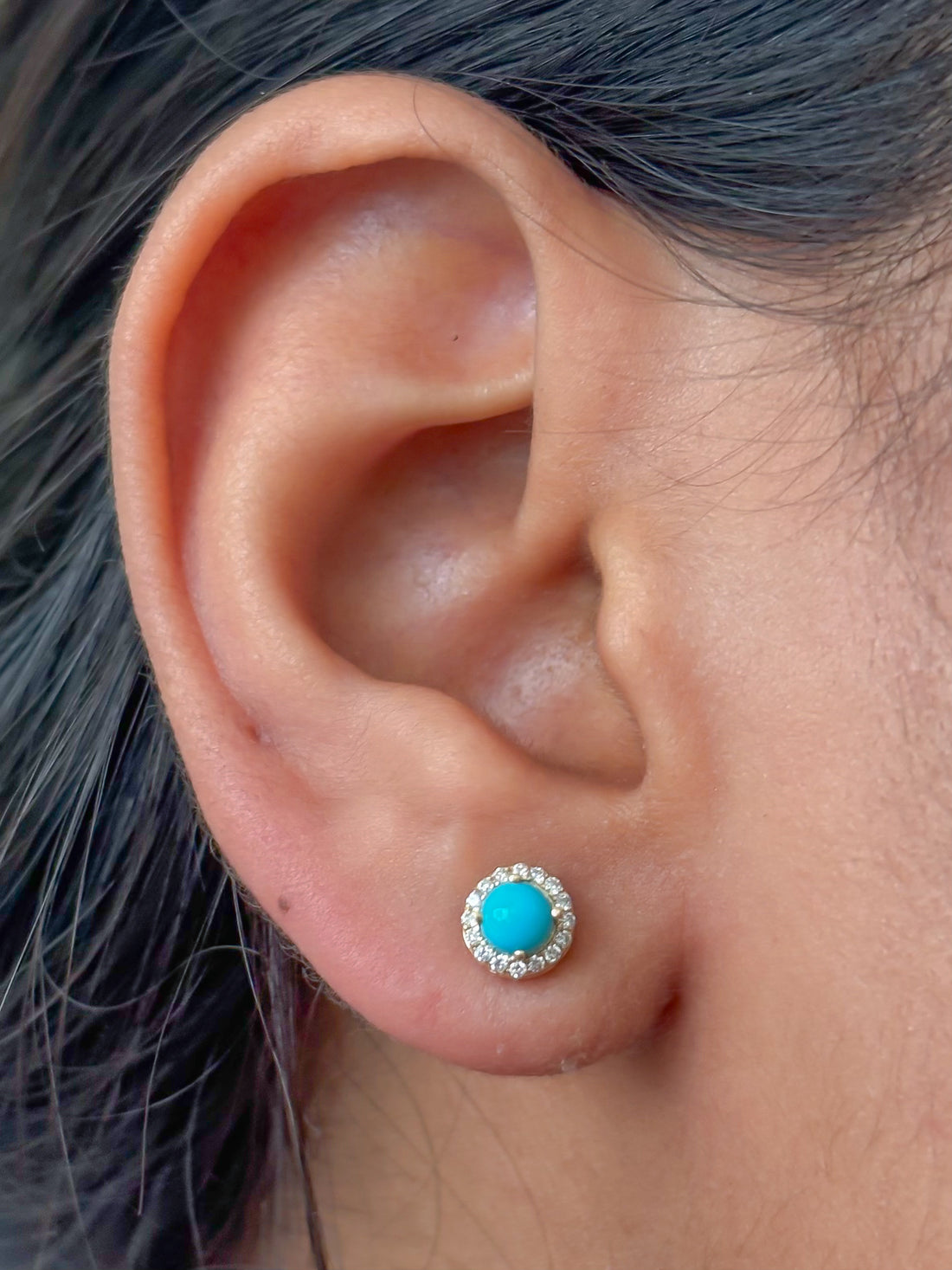 JPERG-4363/12191 Diamond Turquoise Earring | 14K