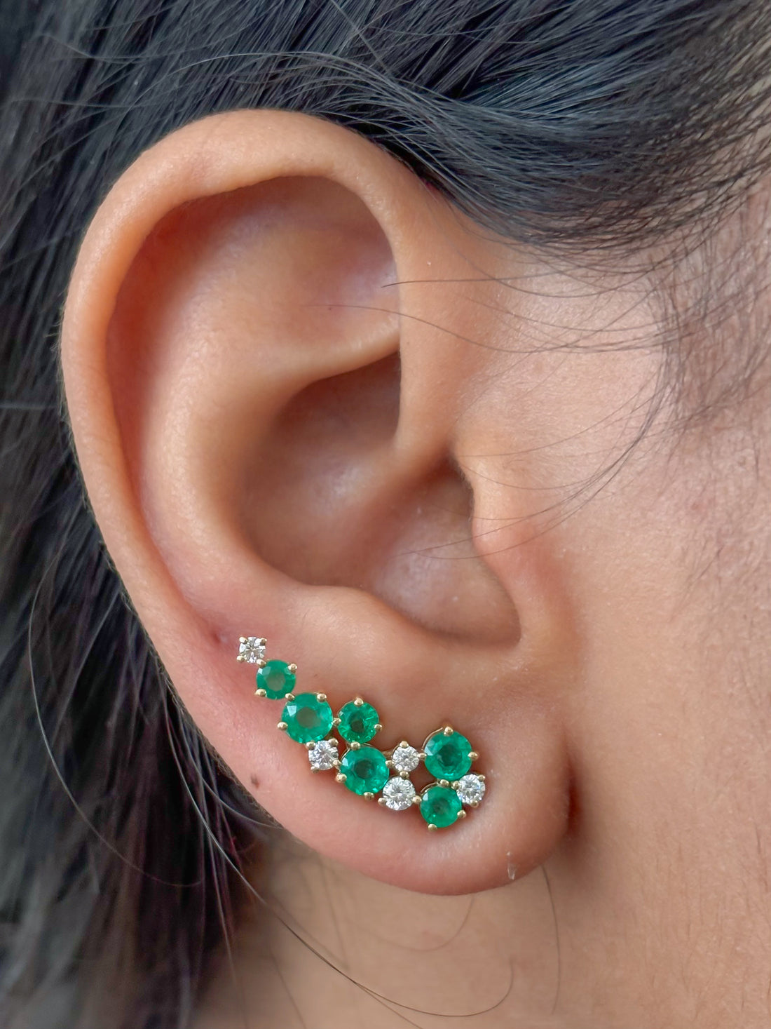 JPERG-4370/12217 Diamond Emerald Earring | 18K