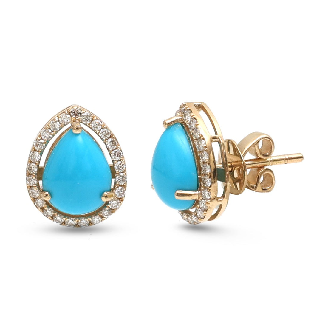 JPERG-4382/12233 Diamond Turquoise Earring | 14K