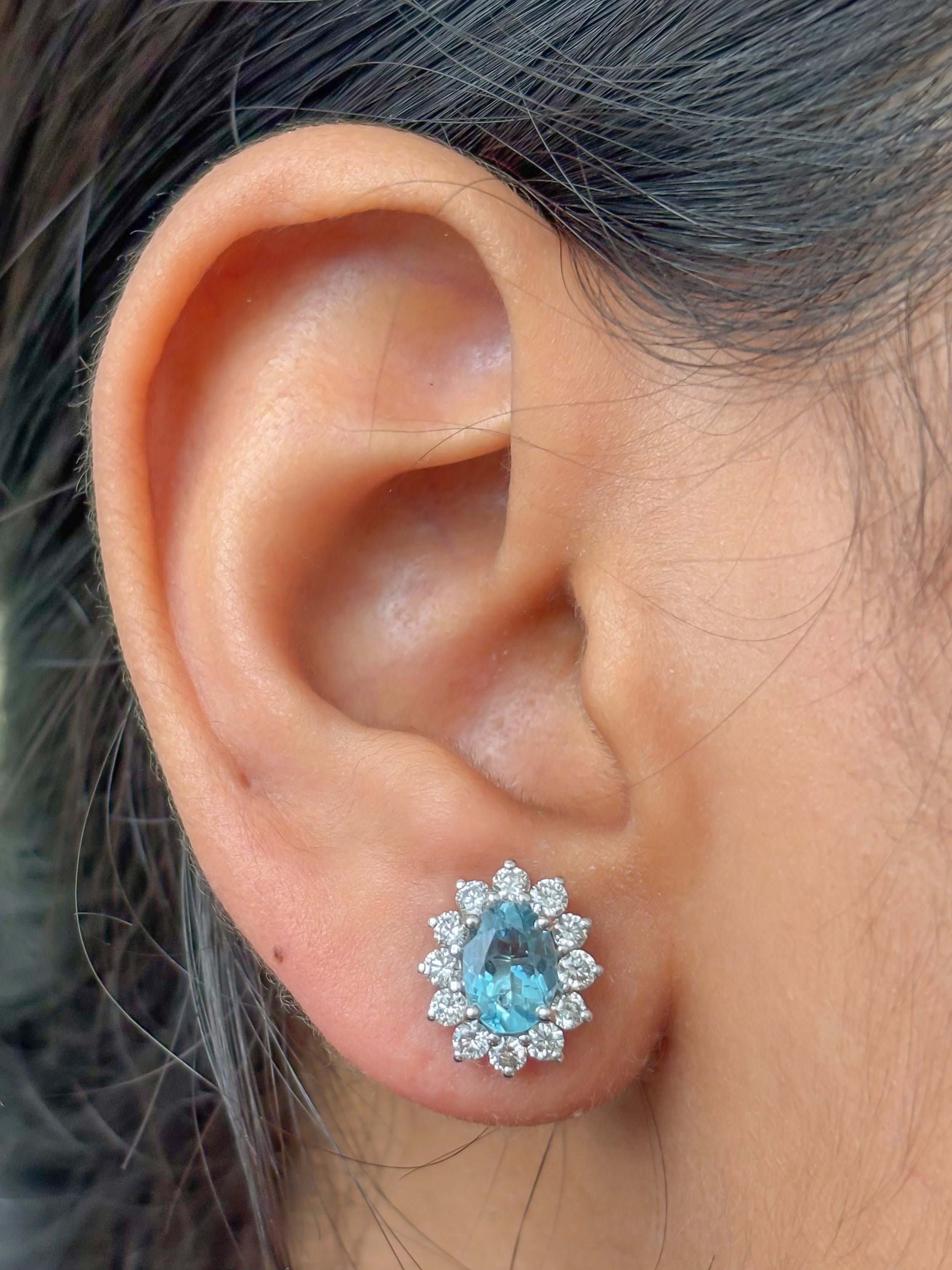 JPERG-4383/12234 Diamond Aquamarine Earring | 14K