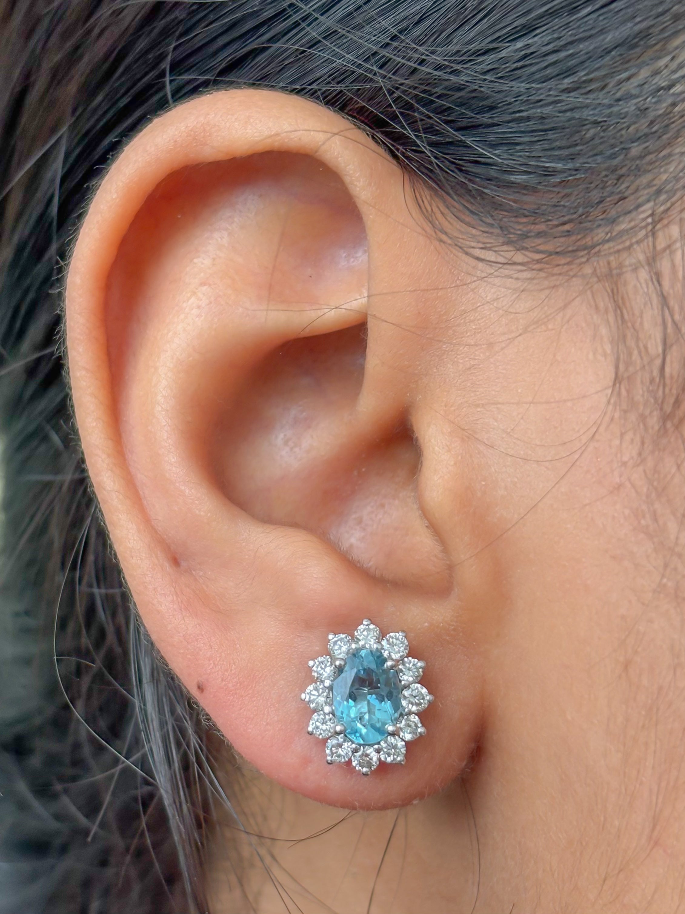 JPERG-4384/12235 Diamond Aquamarine Earring | 14K