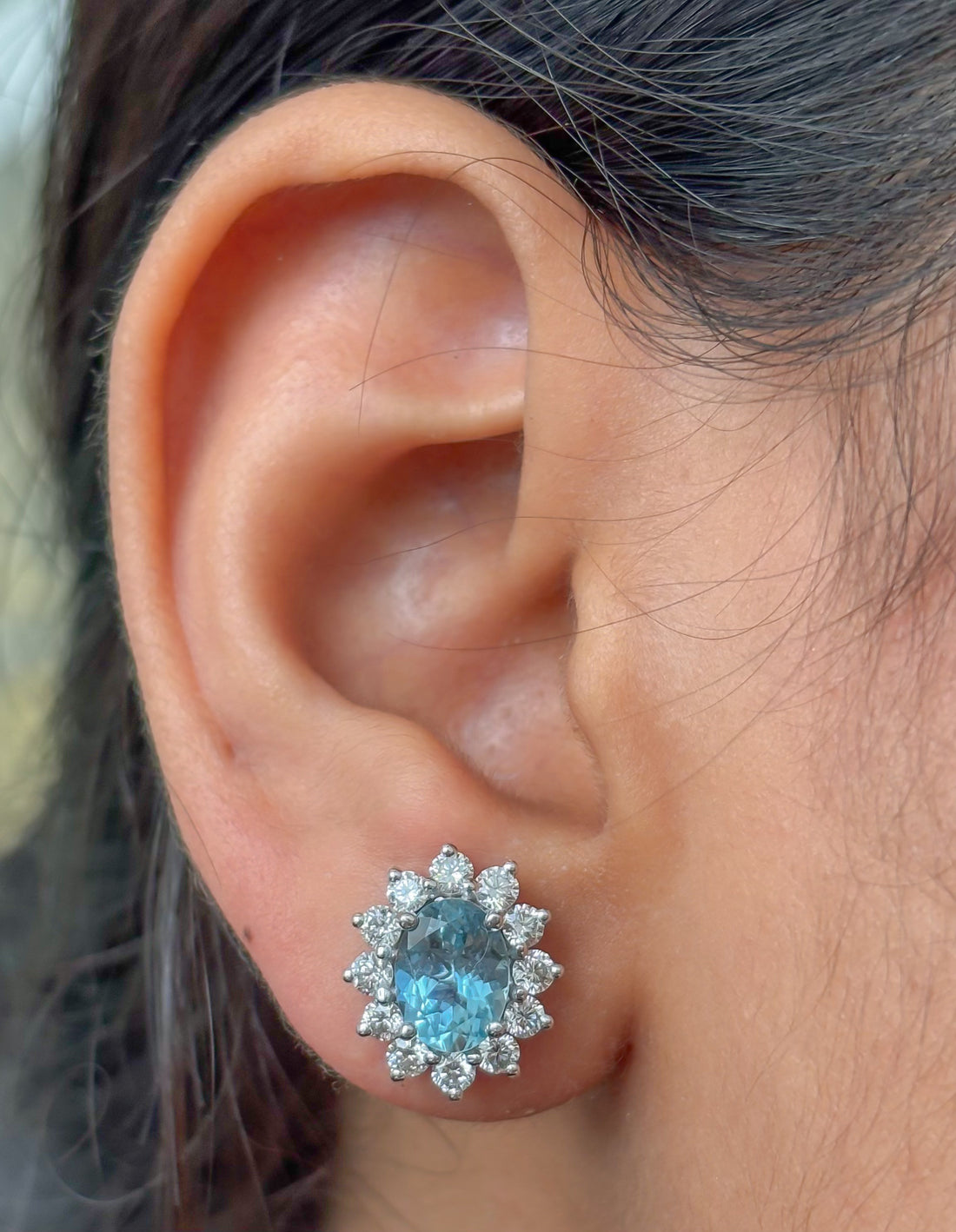 JPERG-4385/12236 Diamond Aquamarine Earring | 14K