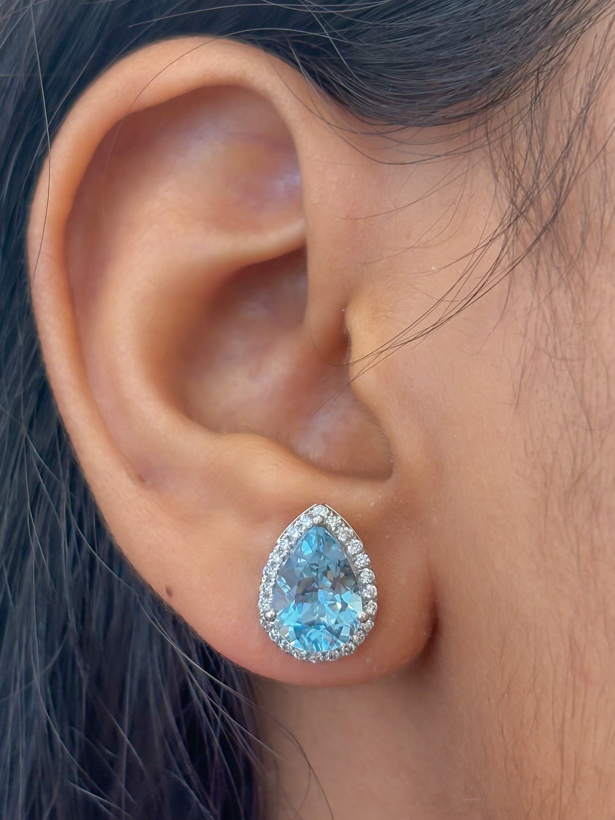 JPERG-4400/12332 Diamond Aquamarine Earring | 14K