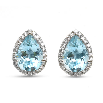 JPERG-4400/12332 Diamond Aquamarine Earring | 14K