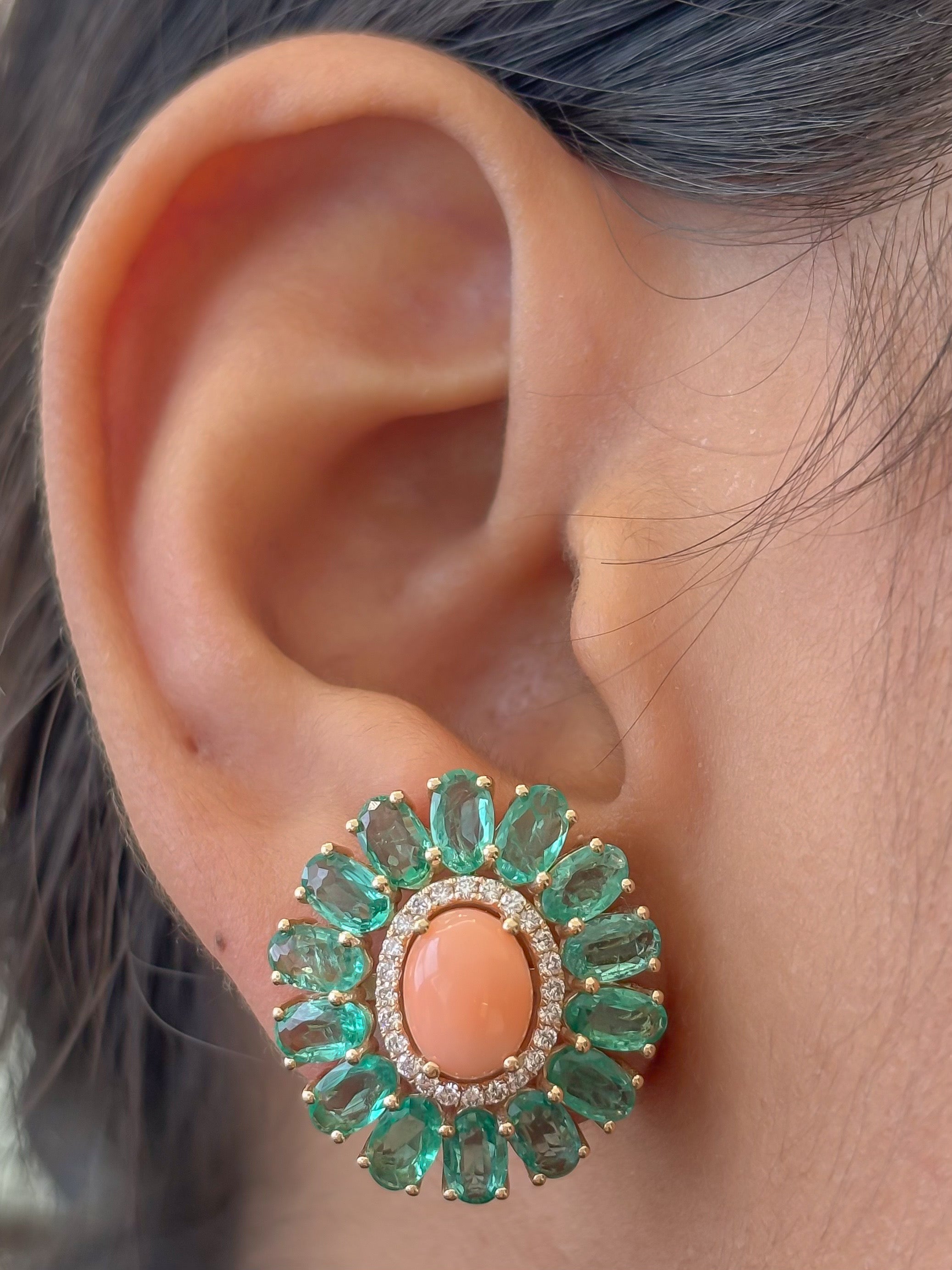 JPERG-4404/12377 Emerald Coral Earring | 14K