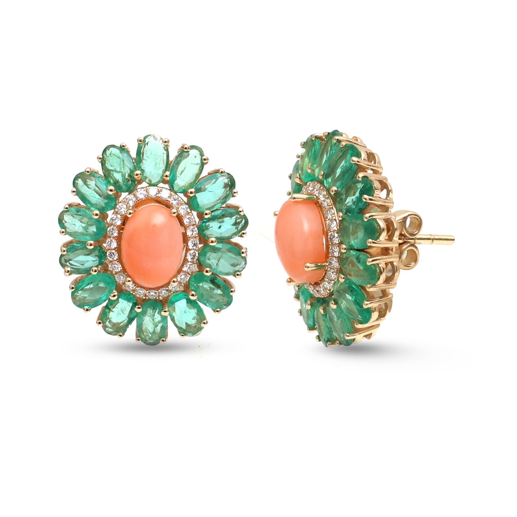 JPERG-4404/12377 Emerald Coral Earring | 14K